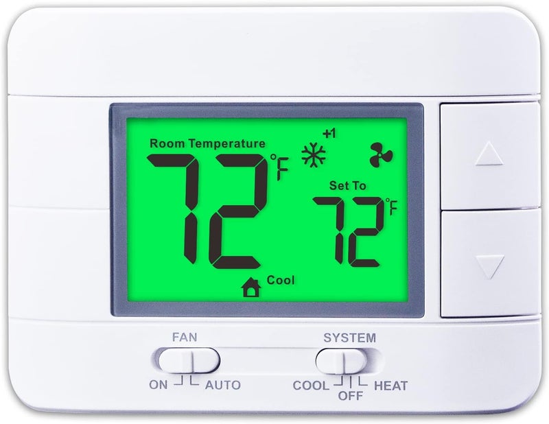 Garystat Upgraded Multi-Stage Non-Programmable Thermostats for Home 2 Heat/2 Cool, with Temperature & Humidity Monitor and Large Green LCD - Image 1